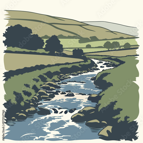 vector illustration of a green field