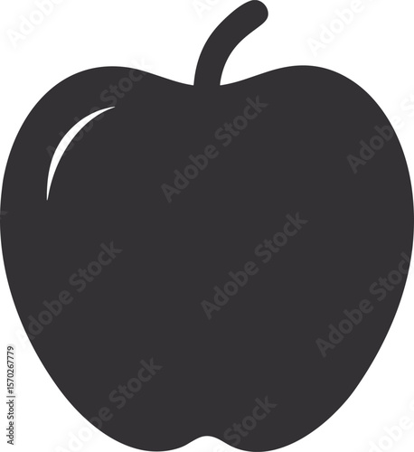 Black apple fruit silhouette icon vector illustration on white background