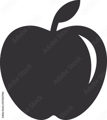 Black apple fruit silhouette icon vector illustration on white background
