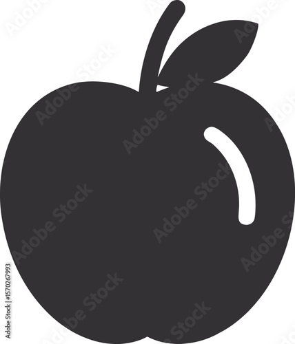 Black apple fruit silhouette icon vector illustration on white background