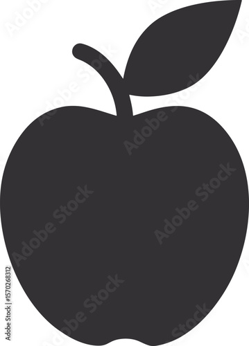 Black apple fruit silhouette icon vector illustration on white background