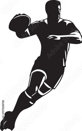 Silhouette Rugby player playing position