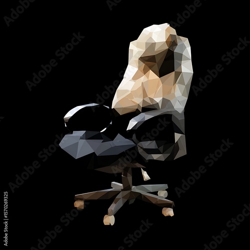 Low-poly style office chair illustration.