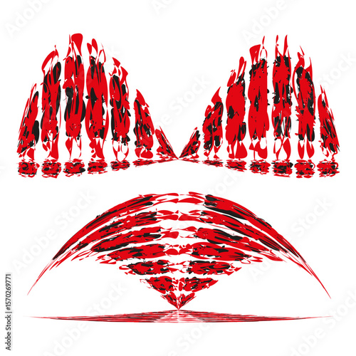 Red pattern design. Decorative geometric vector. Ornamental angular shapes. Traditional artistic elements.