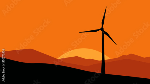 Wind turbines generate green renewable energy at sunset against a mountainous sky, a powerful symbol of alternative environmental technology