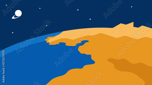 Blue earth world map vector illustration of Europe continent geography with Greece and Italy terrain and isolated flag symbol