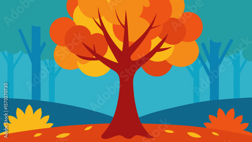 Vibrant autumn landscape with trees and leaves illustrating the fall season in nature