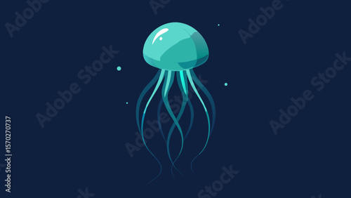Floating in the deep blue, an aquatic jellyfish illuminates the underwater world