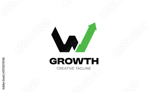 Minimalist letter W logo design with arrow up symbol. A logo for growth, invest, and financial company