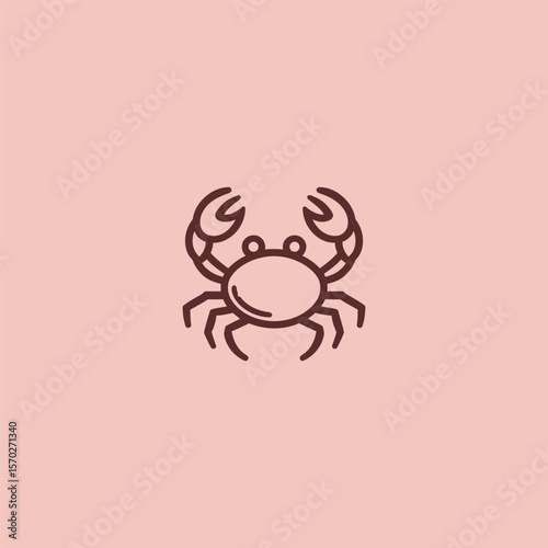 Creative crab logo in bold and clean line art illustration.