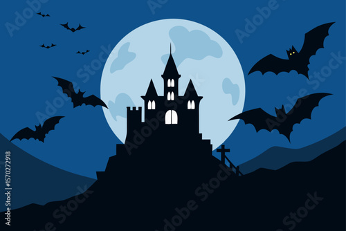 halloween background with haunted house