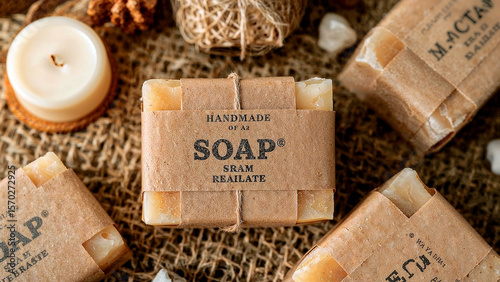 Rustic organic soap bars for wellness and spa