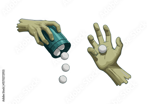 Cartoon Hands with Balls: Pouring and Holding Vector Illustration Style.