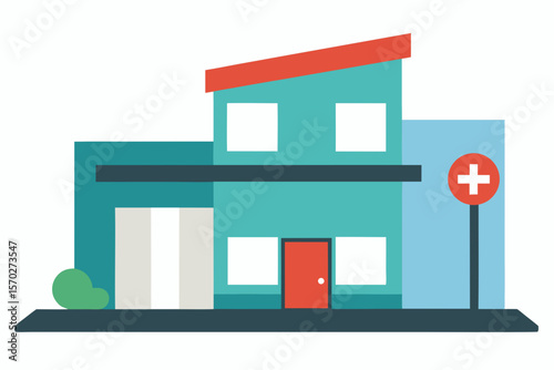 Red-roofed residential house on a white background, a symbol of real estate and modern architecture