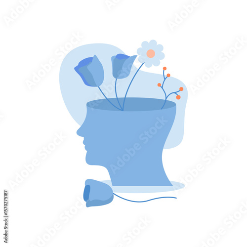 Mental health illustration. mental disorder fight against stress, depression, emotional burnout and other psychological problems. Psychotherapy concept. Vector illustration