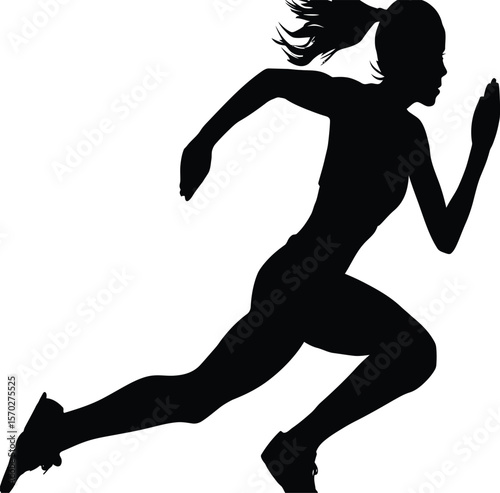 Dynamic runner silhouette shows movement, speed, and athleticism in a streamlined design ideal for sports branding and promotional materials.