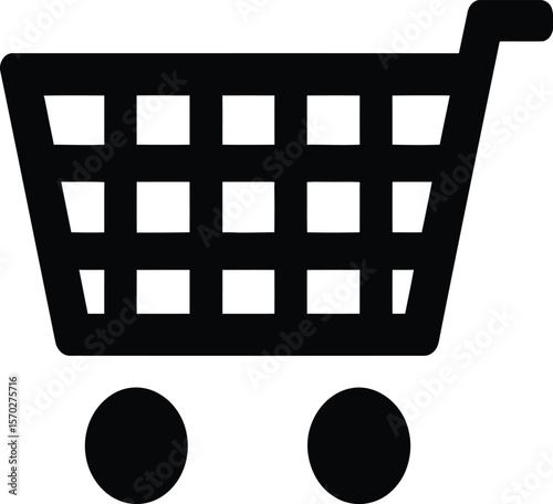 Simple shopping cart graphic conveys retail, e-commerce, and consumerism concepts with a clean, modern design element for shopping apps.