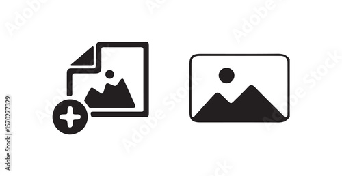 Add photo icon. Upload picture vector set. Import image isolated on white background, add photo gallery icon design, vector illustration eps 10.