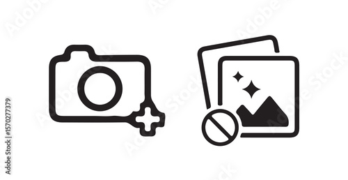 Add photo gallery icon design, Set of add photo vector icons. Attach new image or picture, vector illustration eps 10.