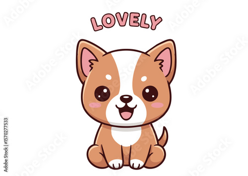 Adorable Cartoon Dog with Big Eyes and a Happy Expression.