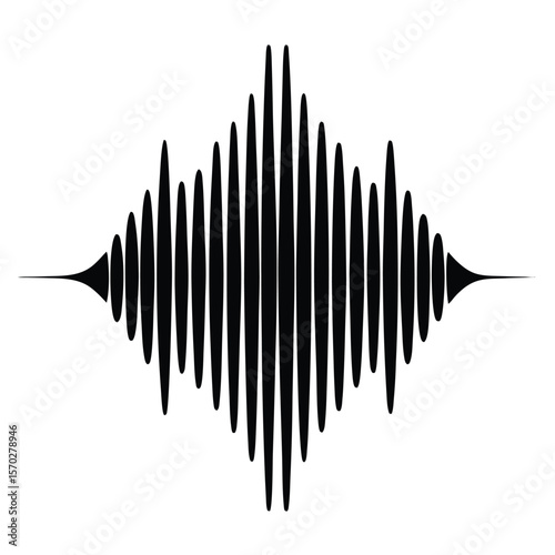 Abstract symmetrical sound wave graphic with dynamic flowing lines and vibrant color potential