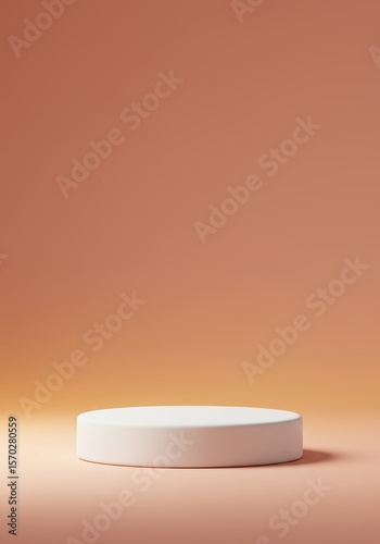Minimalist white cylinder podium on a warm gradient background
