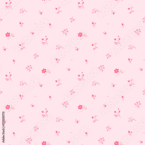 Ditsy floral seamless pattern. Small little flower pattern background. Repeat pattern. Ditsy print. Liberty style. Botanic surface design. Ditsy floral for fashion, texture, fabric, wrapping, decor