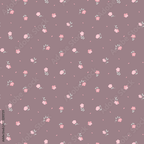 Ditsy floral seamless pattern. Small little flower pattern background. Repeat pattern. Ditsy print. Liberty style. Botanic surface design. Ditsy floral for fashion, texture, fabric, wrapping, decor