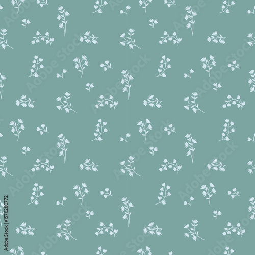 Ditsy floral seamless pattern. Small little flower pattern background. Repeat pattern. Ditsy print. Liberty style. Botanic surface design. Ditsy floral for fashion, texture, fabric, wrapping, decor