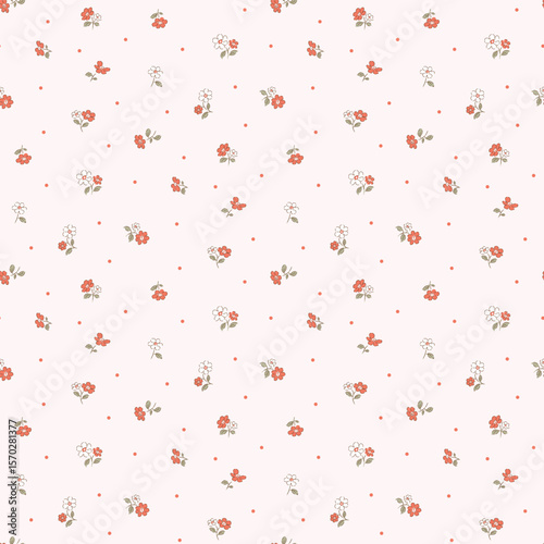 Ditsy floral seamless pattern. Small little flower pattern background. Repeat pattern. Ditsy print. Liberty style. Botanic surface design. Ditsy floral for fashion, texture, fabric, wrapping, decor