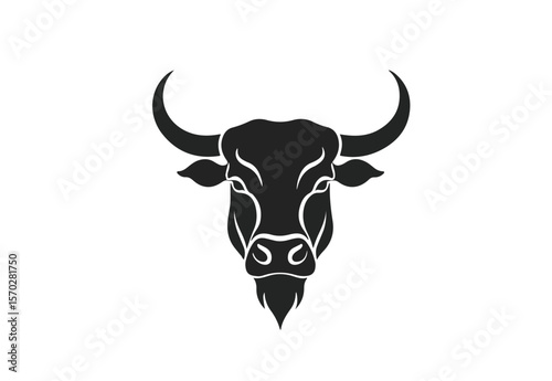 Minimalist bull head vector logo icon. Simple silhouette of an ox face. Clean and modern taurus symbol for a brand, emblem, or zodiac sign illustration.