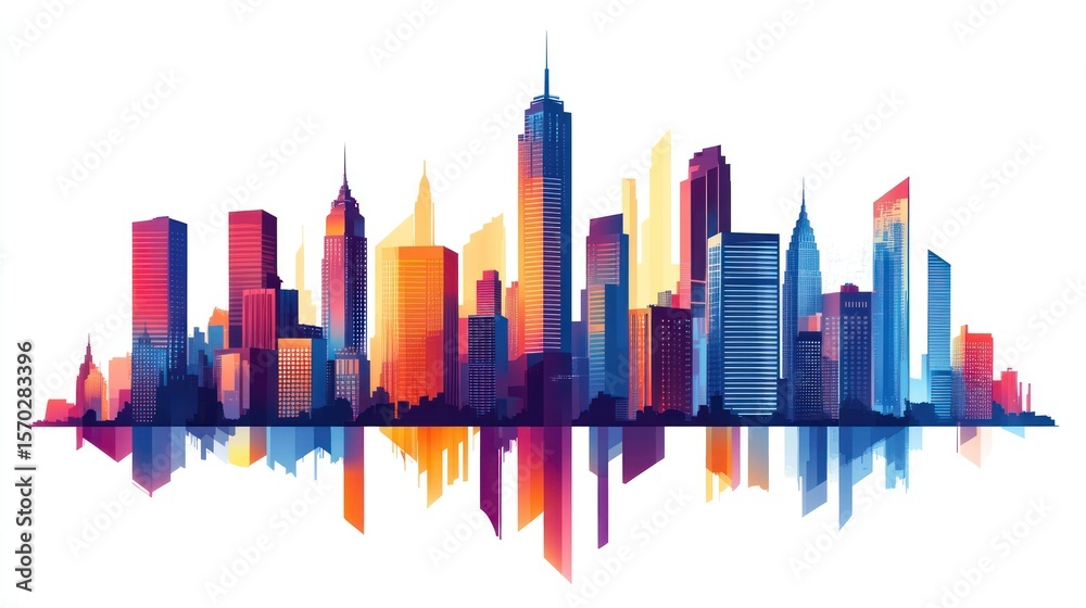 Obraz premium Colorful New York City Skyline Silhouette