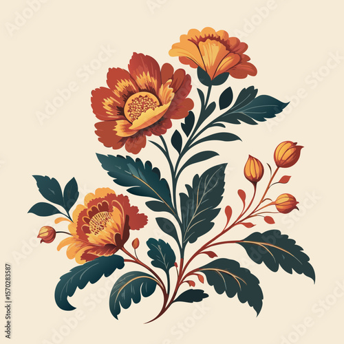 Seamless vector floral pattern illustration with spring flowers, leaves, and butterflies, perfect for nature-inspired designs