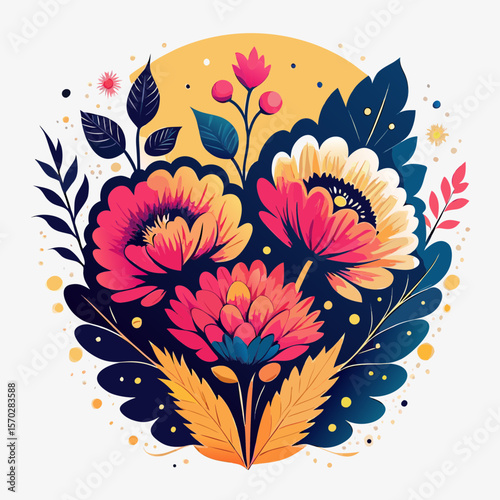 Abstract floral heart with blooming spring flowers, a seamless vector pattern perfect for nature-inspired designs and wedding decorations