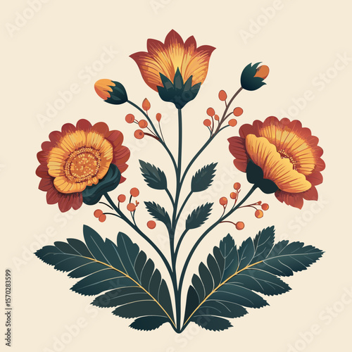 Floral vector illustrations featuring various flower sets, perfect for nature-inspired patterns and designs
