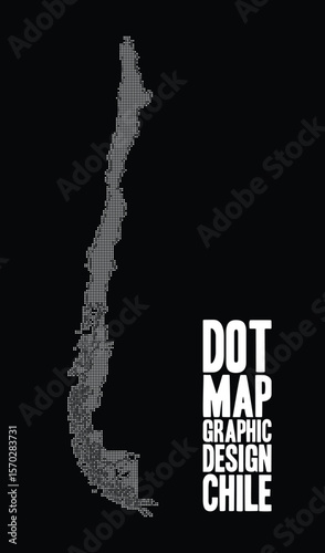Minimalist dot map representation of Chile on black background