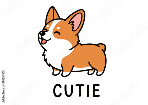 Adorable Cartoon Corgi with Happy Expression.