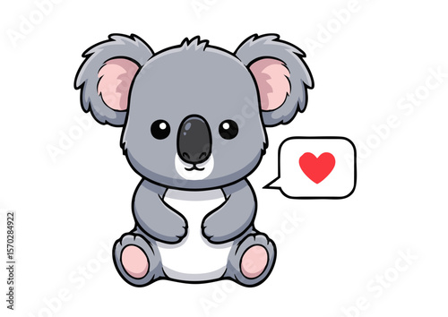Cute Cartoon Koala Sitting Showing Love.