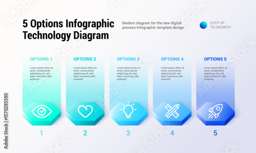 5 Options Infographic Technology Diagram