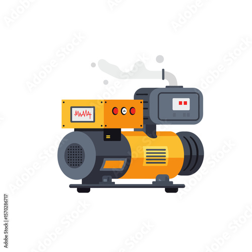 Generating Power: Illustrated Generator on White Background