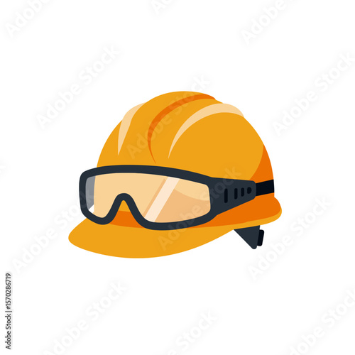 Construction Hard Hat with Safety Goggles - Industrial Workplace Safety