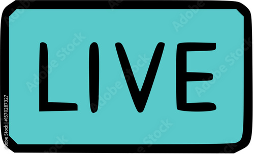 Simple Turquoise Live Button with Black Border and White Text.
