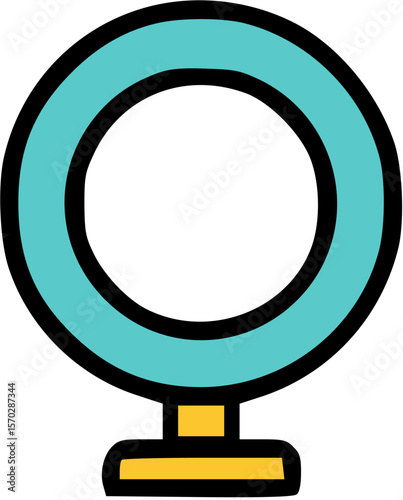 Teal Ring Light with Yellow Base: Circular Illumination Device for Photography