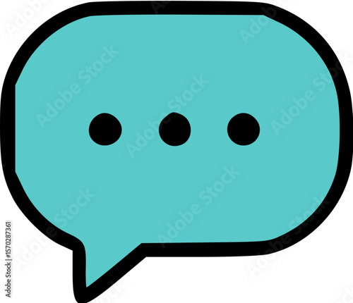 Turquoise Speech Bubble Icon with Three Dots, Representing Communication and Dialogue