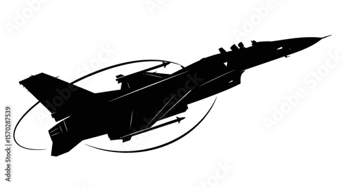 Silhouette of a Fighter Jet in Dynamic Flight