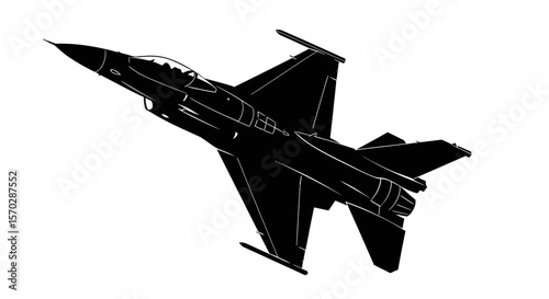 Fighter Jet Silhouette in Flight