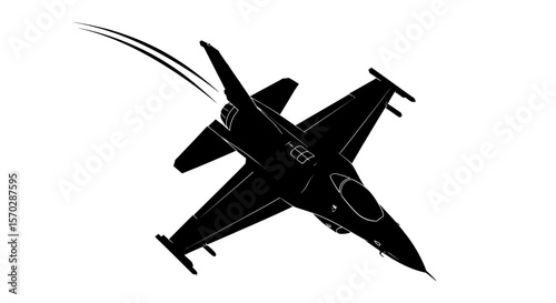 Silhouette of a Modern Jet Fighter with Vapor Trails in Flight