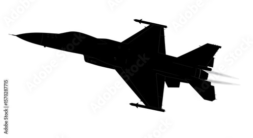 Silhouette of a Fighter Jet in Flight with Exhaust