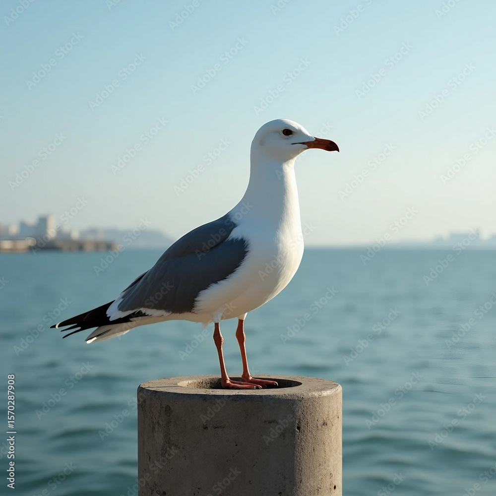 Fototapeta premium Seagull on a Post