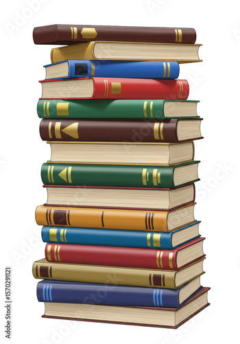 3D Pile Books for Education Knowledge Reading Transparent Background